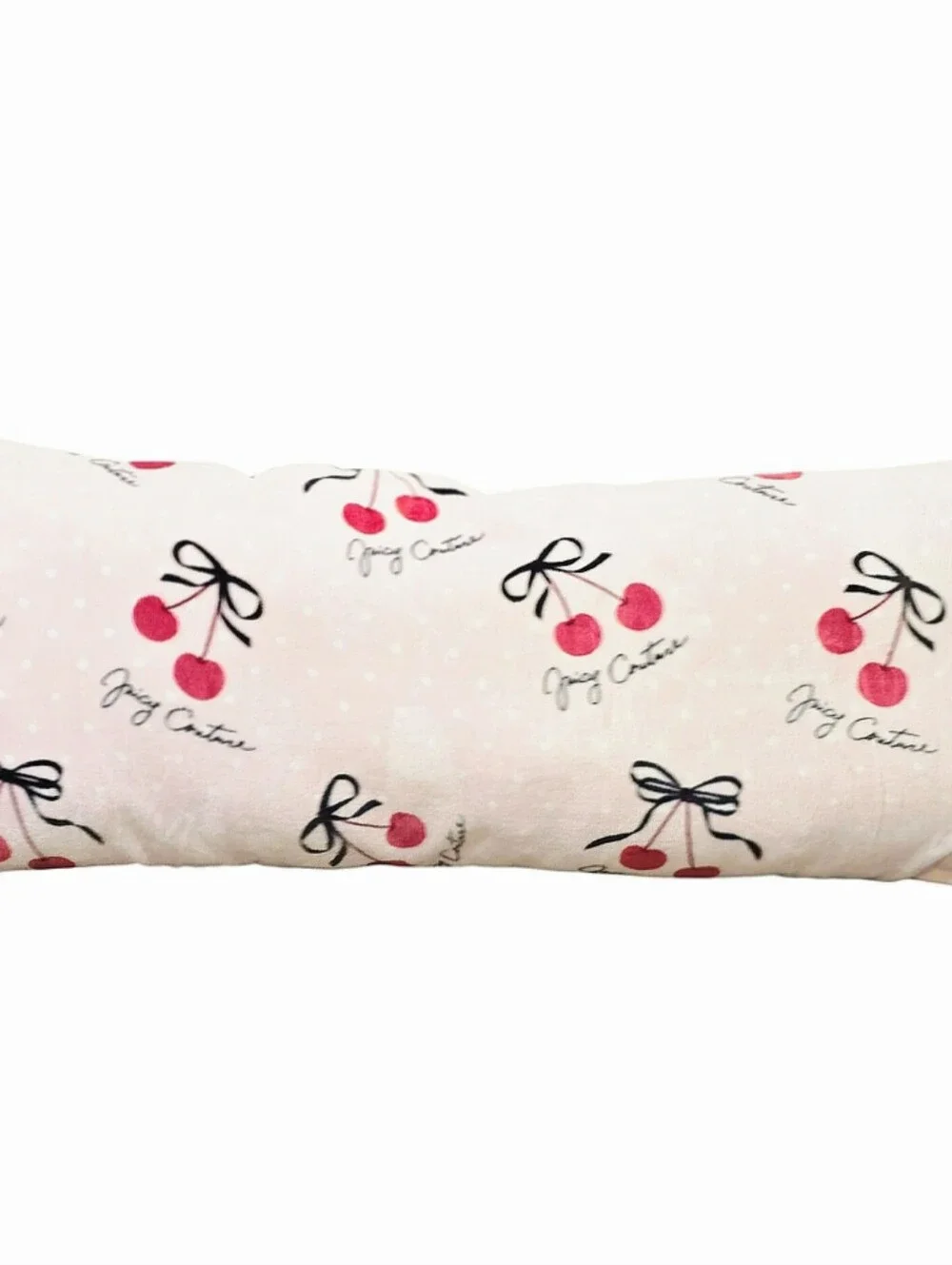 Juicy Couture Home Decorative Cherry Bows Print Plush Body Pillow
